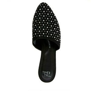 Time and Tru Black Studded Mule